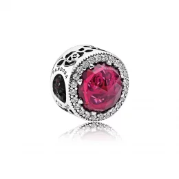 PANDORA Disney Belle's Radiant Rose Cerise Crystals & Cubic Zirconia Charm