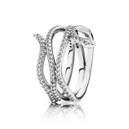 PANDORA Swirling Snake Ring, Clear CZ