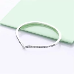 Srebrna bransoletka wishbone bangle, cyrkonia sześcienna, PANDORA PL