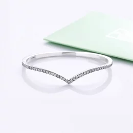 Srebrna bransoletka wishbone bangle, cyrkonia sześcienna, PANDORA PL