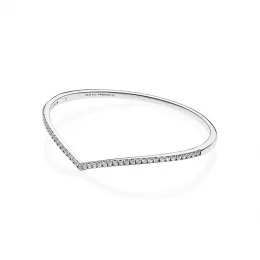 Srebrna bransoletka wishbone bangle, cyrkonia sześcienna, PANDORA PL