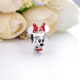 Disney Charms Pandora Myszka Minnie z sukienką i kokardą w grochy 798880C02