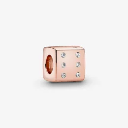 Lśniący różowy Charms Pandora kostka do gry 781269C01