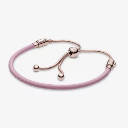 Pandora moments pink leather slider bracelet