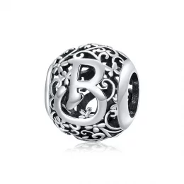 Charms Typu Pandora Kwiatowa Ażurowy Litera B - SCC1444-B