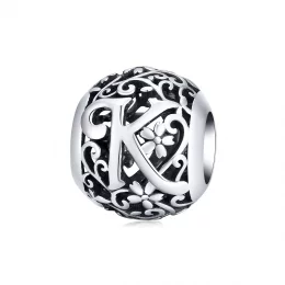 Charms Typu Pandora Kwiatowa Ażurowy Litera K - SCC1444-K