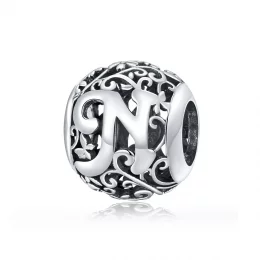 Charms Typu Pandora Kwiatowa Ażurowy Litera N - SCC1444-N