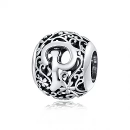 Charms Typu Pandora Kwiatowa Ażurowy Litera P - SCC1444-P