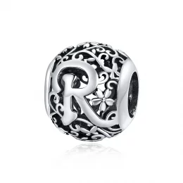 Charms Typu Pandora Kwiatowa Ażurowy Litera R - SCC1444-R