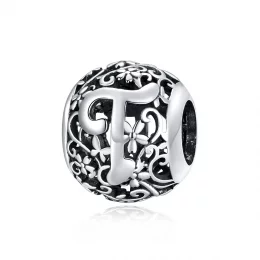 Charms Typu Pandora Kwiatowa Ażurowy Litera T - SCC1444-T