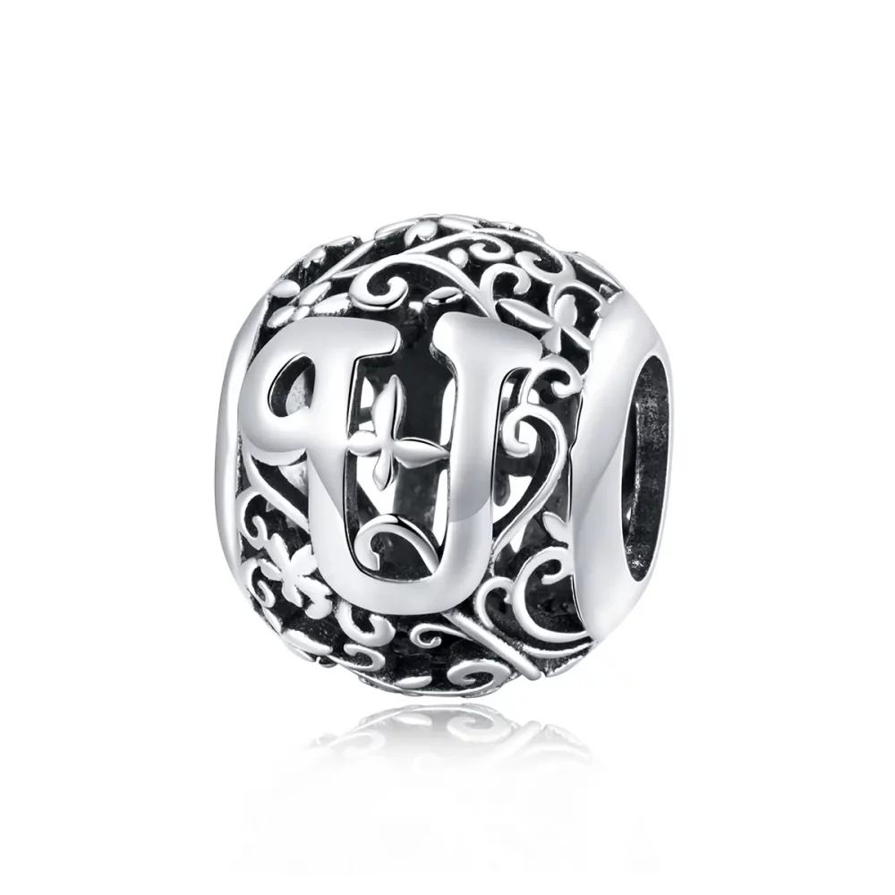 Charms Typu Pandora Kwiatowa Ażurowy Litera U - SCC1444-U