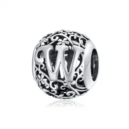 Charms Typu Pandora Kwiatowa Ażurowy Litera W - SCC1444-W