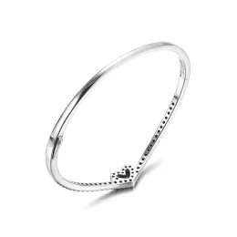 Lśniąca bransoletka bangle z sercem wishbone - 599297C01