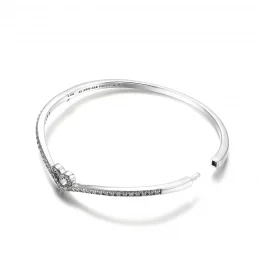 Lśniąca bransoletka bangle z sercem wishbone - 599297C01