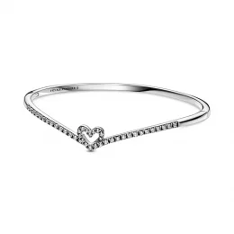 Lśniąca bransoletka bangle z sercem wishbone - 599297C01