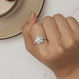 Pandora Style Ring w kształcie róży - BSR449