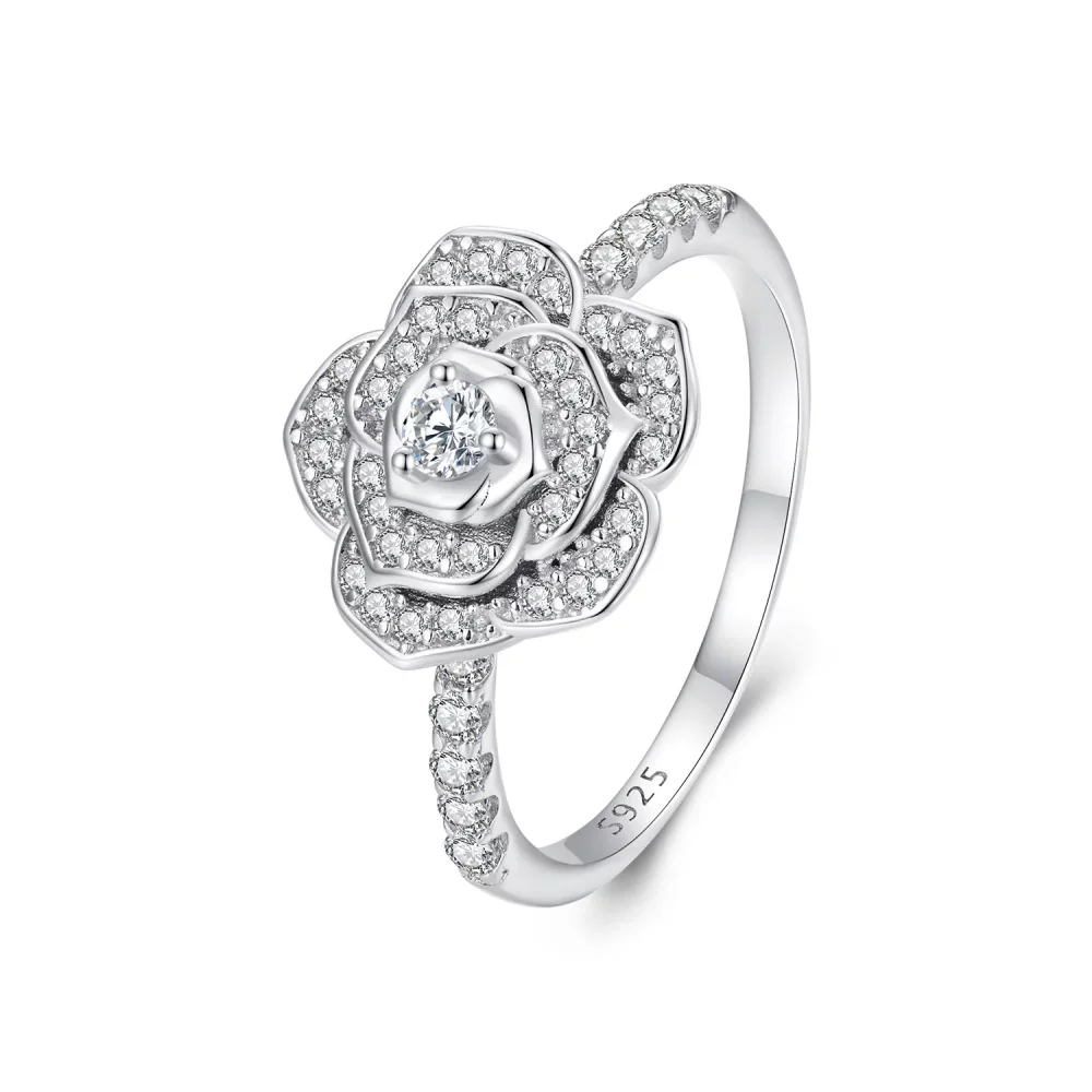 Pandora Style Ring w kształcie róży - BSR449