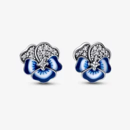 Kolczyki Pandora Blue Pansy Flower Stud - 290781C01