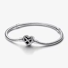 Pandora Moments Bransoleta z łańcuszkiem wężowym z klamrą w kształcie iskry Infinity Heart - 592645C01