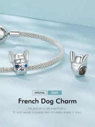 Charm w stylu Pandora z francuskim buldogiem - SCC2588