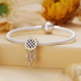 Charm w stylu Pandora z motywem koszyczka marzeń w kształcie słonecznika - BSC820