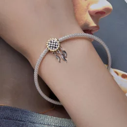 Charm w stylu Pandora z motywem koszyczka marzeń w kształcie słonecznika - BSC820