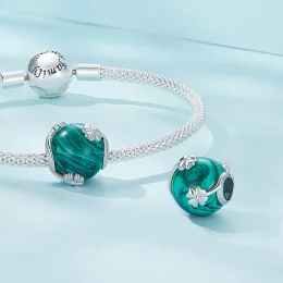 Pandora Styl Czterolistna Koniczyna Malachit Charm - SCC2489