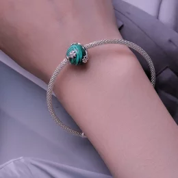 Pandora Styl Czterolistna Koniczyna Malachit Charm - SCC2489