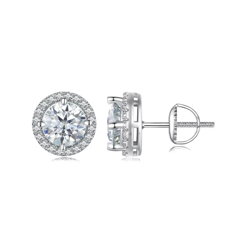 Pandora Style 1Ct Moissanite Studs Kolczyki (Dwa Certyfikaty) - MSE039