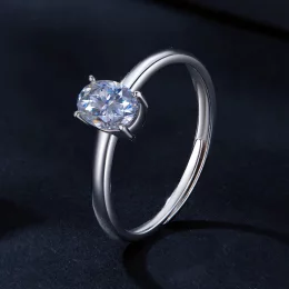 Pandora Style 1ct Pierścien z brylantem moissanite w kształcie jajka (jedno certyfikat) - MSR039