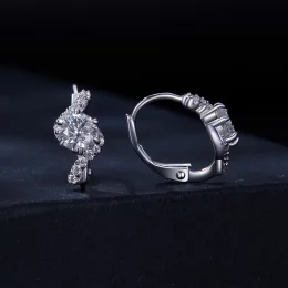 Pandora Style 50 punktów Moissanite Kolczyki w formie obręczy (Dwa certyfikaty) - MSE036