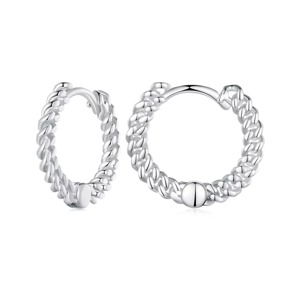 Pandora Style Chain Hoop Earrings to stylowe kolczyki w formie łańcuszka - BSE906