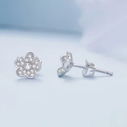 Pandora Style Diamentowe kolczyki w kształcie kwiatów - BSE855