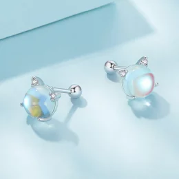 Pandora Style Kolczyki Studs z Kocim Księżycem z Kamieniem Księżycowym - SCE1622