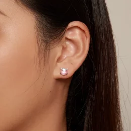 Pandora Style Kolczyki Studs z Kocim Księżycem z Kamieniem Księżycowym - SCE1622