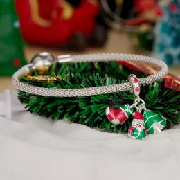 Pandora Style Luminous Christmas tree, Santa Claus and socks Dangle - SCC2647