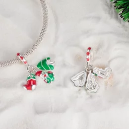 Pandora Style Luminous Christmas tree, Santa Claus and socks Dangle - SCC2647