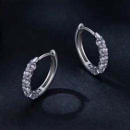 Pandora Style Moissanite Kolczyki w kształcie obręczy - MSE029