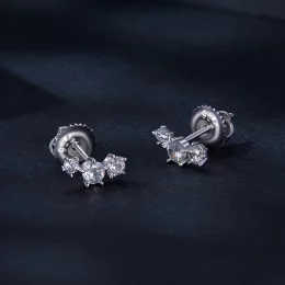 Pandora Style Moissanite Studs Earrings (Jeden certyfikat) - MSE034