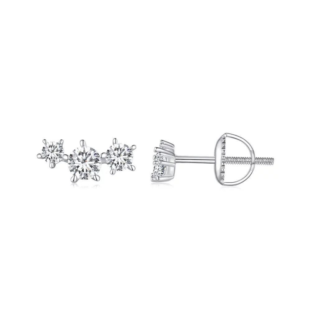 Pandora Style Moissanite Studs Earrings (Jeden certyfikat) - MSE034