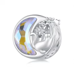 Pandora Style Moonlight Cat Charm to uroczy charm z motywem kota w świetle księżyca - SCC2538