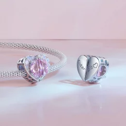 Pandora Style Różowy Charm Serca Siostry - SCC2641