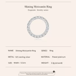 Pierścień Pandora Style Shining Moissanite (Jeden certyfikat) - MSR020