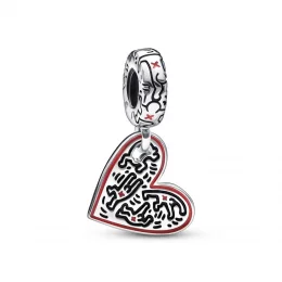 Keith Haring™ x Pandora Zawieszka z motywem kreskówkowym „Ludzie” w kształcie serca - 792215C01