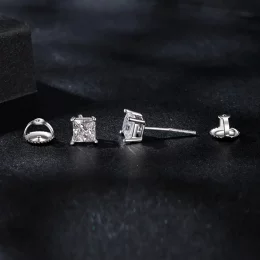 Kolczyki Moissanite w stylu PANDORA Princess (dwa certyfikaty) - MSE047-L