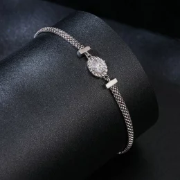 PANDORA Style Moissanite Pleciona srebrna bransoletka (jeden certyfikat) - MSB015