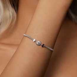 PANDORA Style Moissanite Pleciona srebrna bransoletka (jeden certyfikat) - MSB015