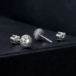 Kolczyki Moissanite w kształcie półkuli PANDORA (z jednym certyfikatem) - MSE057