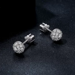 Kolczyki Moissanite w kształcie półkuli PANDORA (z jednym certyfikatem) - MSE057