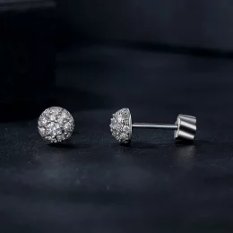 Kolczyki Moissanite w kształcie półkuli PANDORA (z jednym certyfikatem) - MSE057